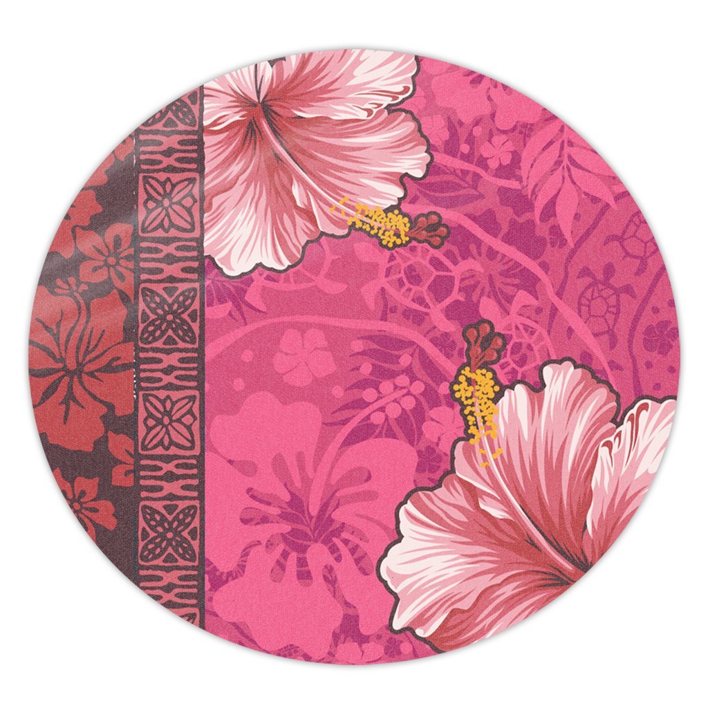 Hawaii Hibiscus Pattern Round Carpet - AH Round Carpet Luxurious Plush - Polynesian Pride