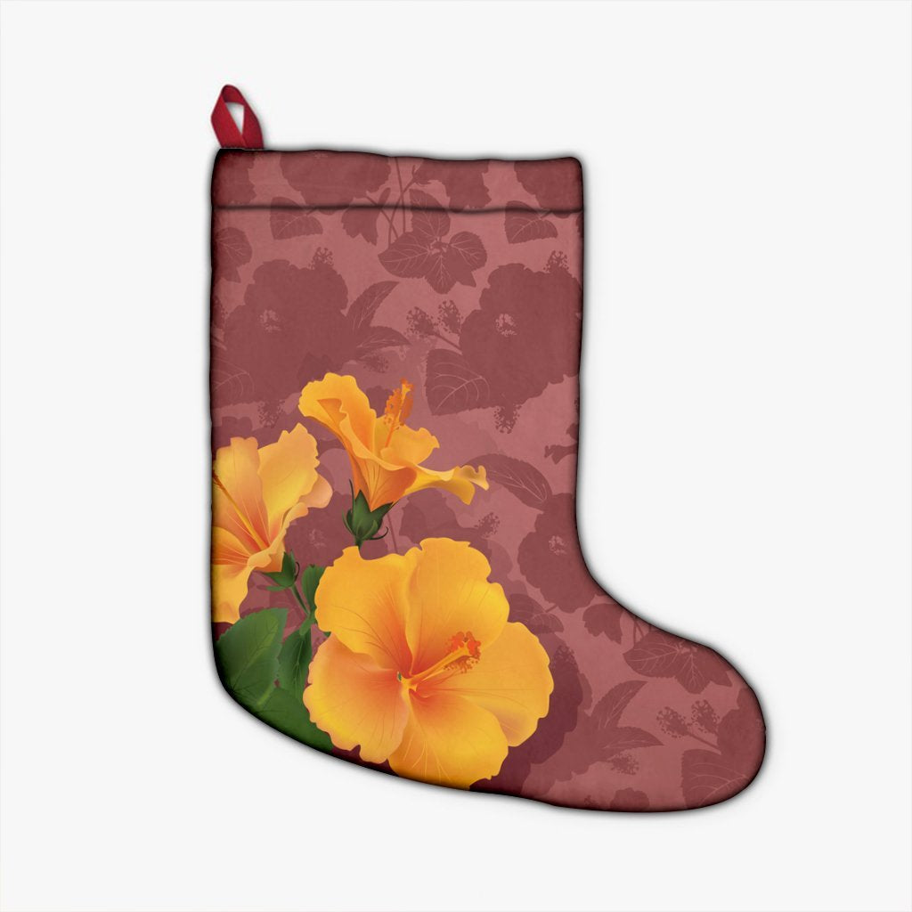 Hawaii Hibiscus Pink Christmas Stocking - AH Christmas Stocking 26 X 42 cm Black - Polynesian Pride