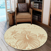 Hawaii Hibiscus Plumeria Kanaka Polynesian Vintage Round Carpet - AH - Polynesian Pride