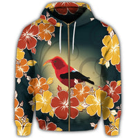 Hawaii Honeycreeper Hibiscus Zip Hoodie - Polynesian Pride