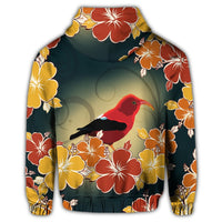 Hawaii Honeycreeper Hibiscus Zip Hoodie - Polynesian Pride