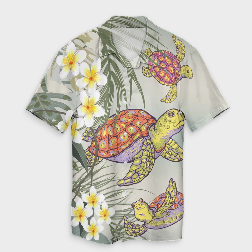 Hawaii Honu Chibi Sea Plumeria Hawaiian Shirt - AH Unisex Black - Polynesian Pride