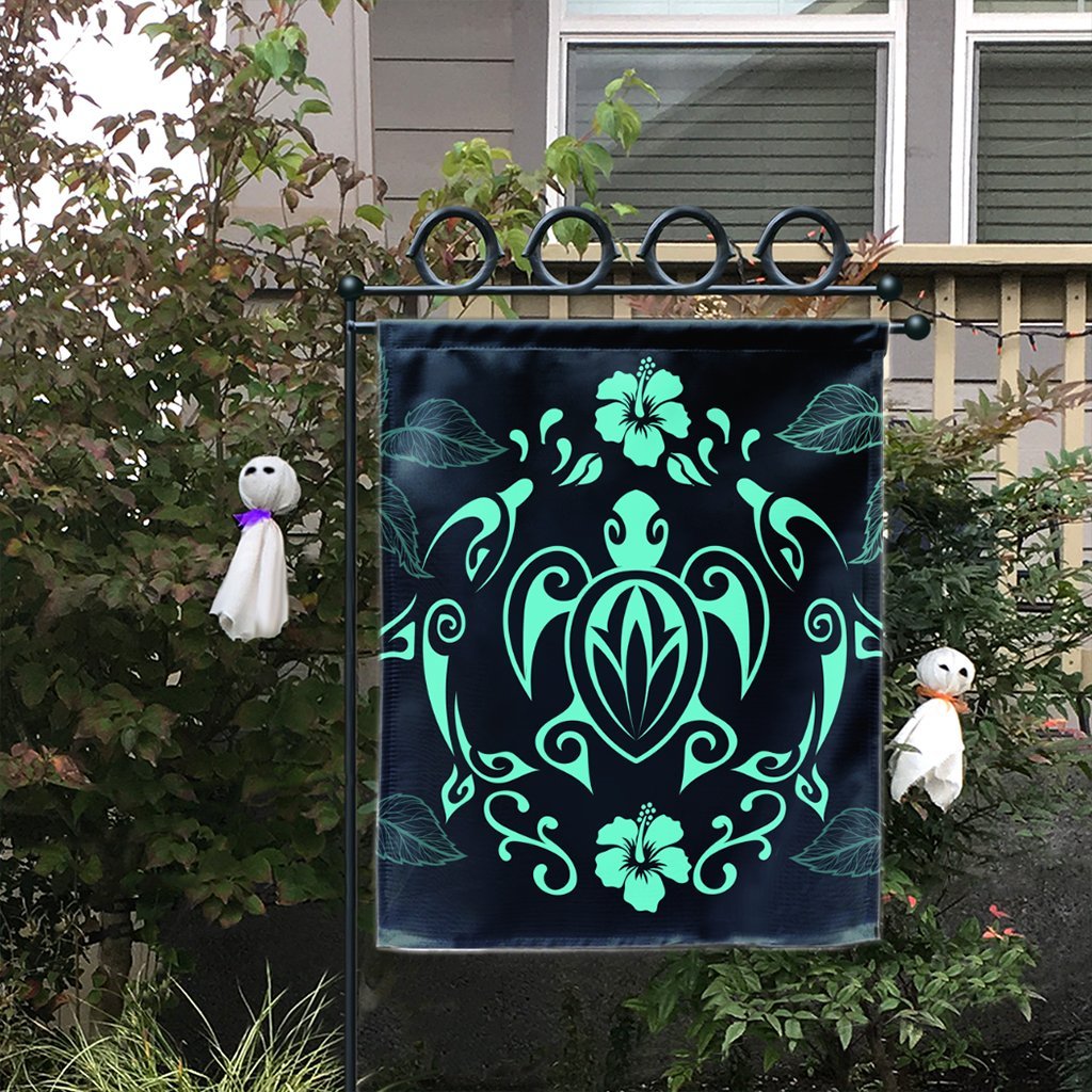 Hawaii Honu Turtle Dolphin With Plumeria Flag - AH - Polynesian Pride