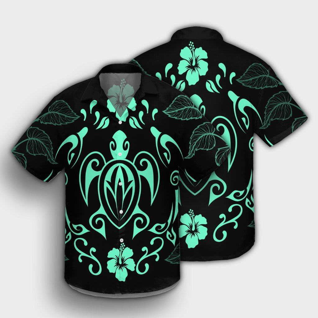 Hawaii Honu Turtle Dolphin With Plumeria Hawaiian Shirt - AH - Polynesian Pride