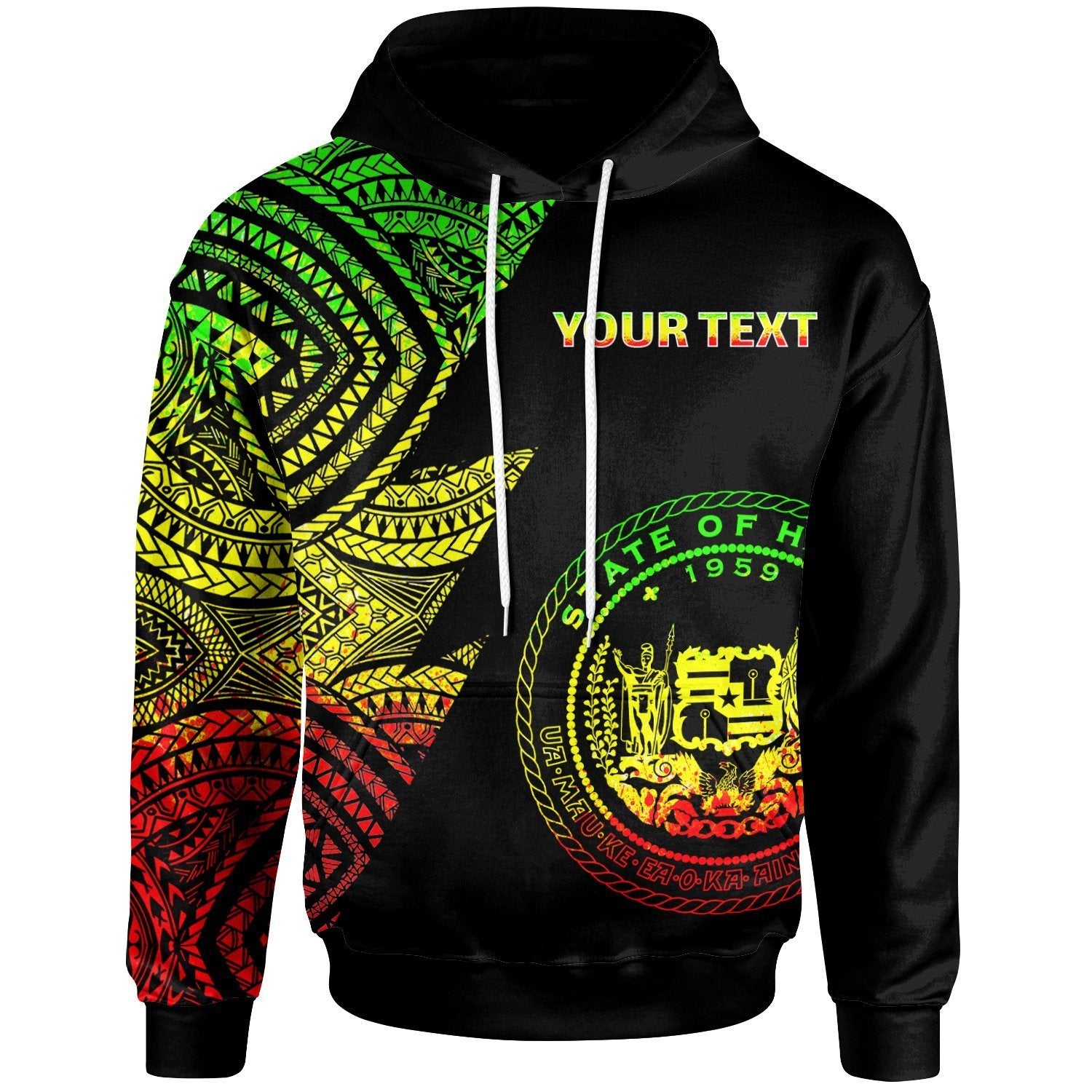 Hawaii Custom Personalized Hoodie Flash Style Reggae Unisex Reggae - Polynesian Pride