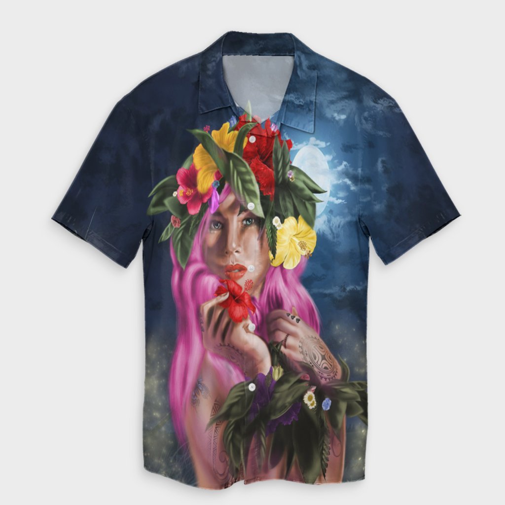 Hawaii Kanaka Colorful Hula Girl Hawaiian Shirt - Dinh Style Unisex Black - Polynesian Pride