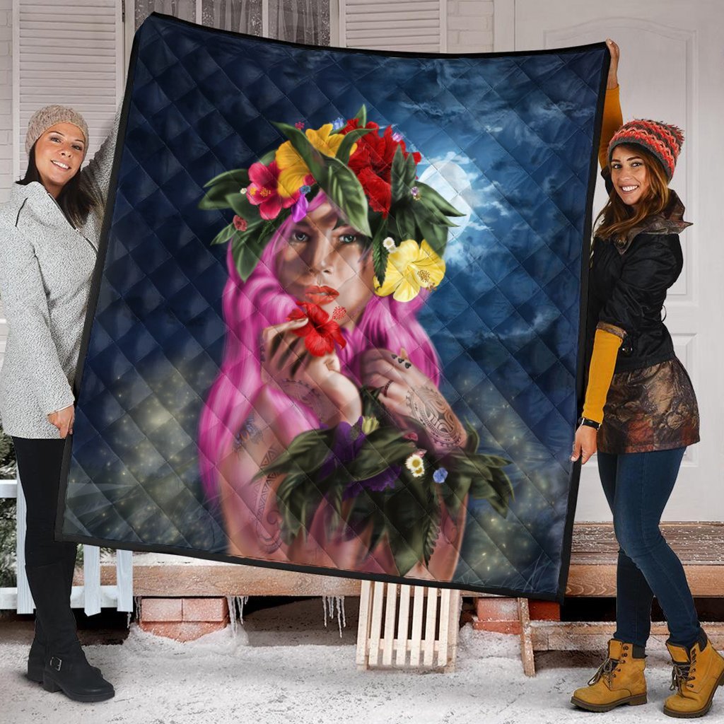 Hawaii Kanaka Colorful Hula Girl Premium Quilts - Dinh Style - Polynesian Pride