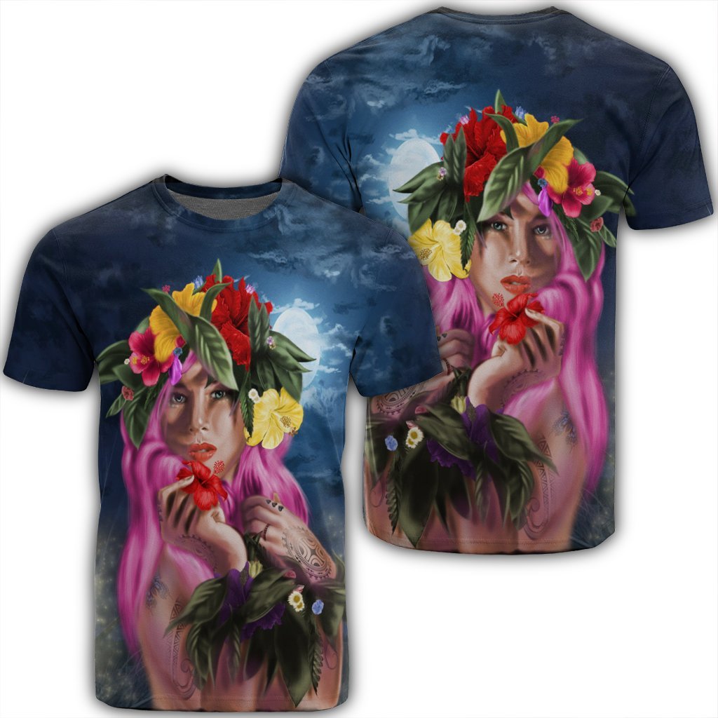 Hawaii Kanaka Colorful Hula Girl T Shirt Dinh Style Unisex Black - Polynesian Pride