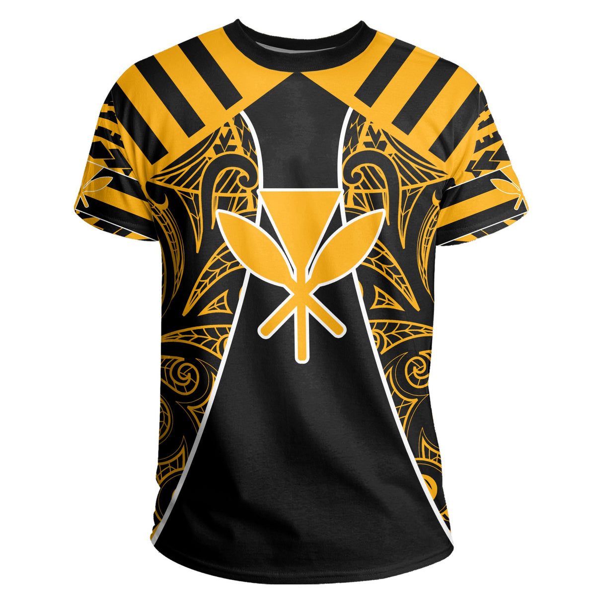 Hawaii Kanaka Football Jersey Polynesian T Shirt Black & Yellow Victor Style - Polynesian Pride