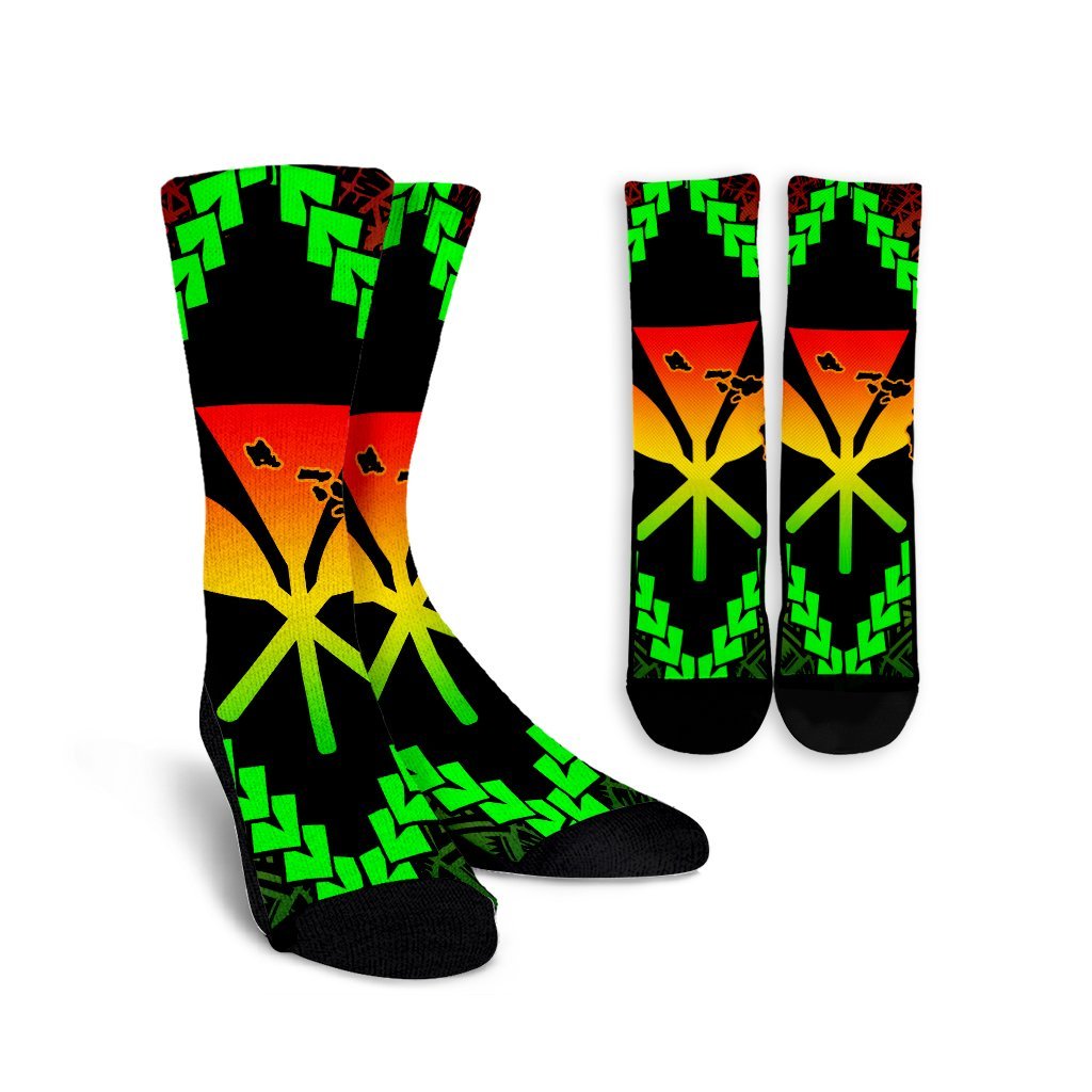 Hawaii Kanaka Kakau Polynesian Crew Socks - AH Crew Socks White - Polynesian Pride
