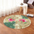 Hawaii Kanaka Maoli Plumeria Palm Trees Hammer Shark Round Carpet - AH - Polynesian Pride