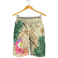 Hawaii Kanaka Maoli Polynesian Flowers Turtle Men's Shorts - AH - Polynesian Pride
