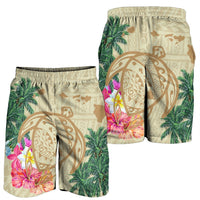 Hawaii Kanaka Maoli Polynesian Flowers Turtle Men's Shorts - AH - Polynesian Pride