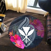 Hawaii Kanaka Polynesian Hibiscus Round Carpet - AH - Polynesian Pride