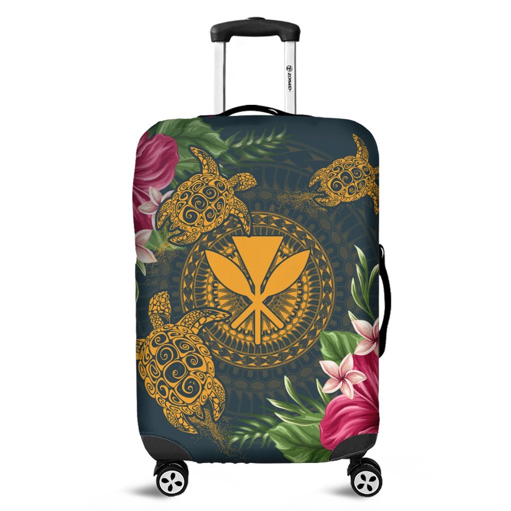 Hawaii Kanaka Turtle Hibiscus Plumerian Polynesia Luggage Covers - Alena Style - AH Black - Polynesian Pride