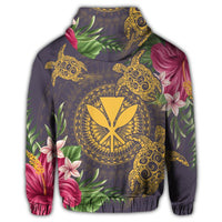 Hawaii Kanaka Turtle Hibiscus Plumerian Polynesia Zip Hoodie Alena Style Purple - Polynesian Pride