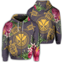 Hawaii Kanaka Turtle Hibiscus Plumerian Polynesia Zip Hoodie Alena Style Purple Unisex Art - Polynesian Pride