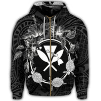 Hawaii Kanaka Turtle Hibiscus Polynesian Zip Hoodie Anthea Style - Polynesian Pride