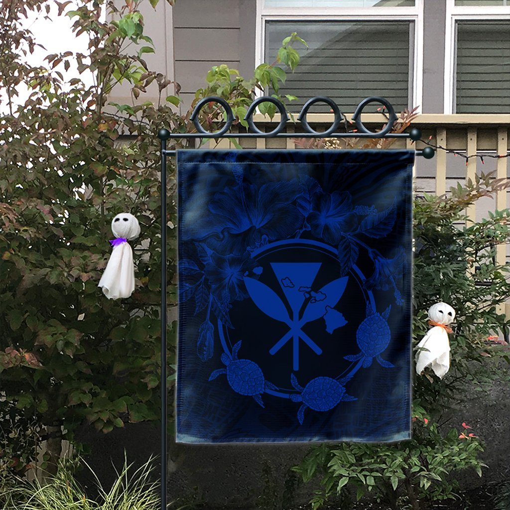 Hawaii Kanaka Turtle Hibiscus Polynesian Flag - Anthea Style Blue - AH - Polynesian Pride