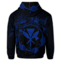 Hawaiian Kanaka Turtle Hibiscus Polynesian Hoodie Anthea Style Blue - Polynesian Pride