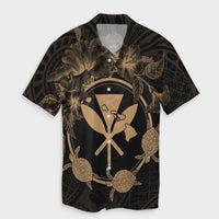 Hawaii Kanaka Turtle Hibiscus Polynesian Hawaiian Shirt - Anthea Style Gold - AH Unisex Black - Polynesian Pride