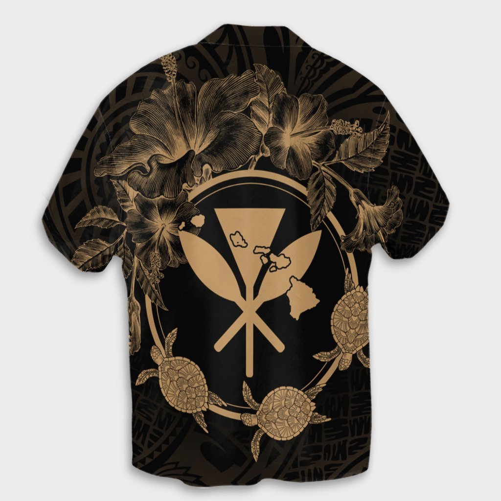 Hawaii Kanaka Turtle Hibiscus Polynesian Hawaiian Shirt - Anthea Style Gold - AH - Polynesian Pride