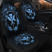 Hawaii Kanaka Turtle Hibiscus Polynesian Car Seat Covers - Anthea Style Pastel Blue - AH - Polynesian Pride