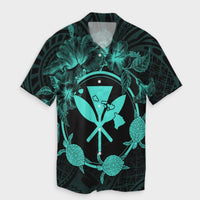 Hawaii Kanaka Turtle Hibiscus Polynesian Hawaiian Shirt - Anthea Style Turquoise - AH Unisex Black - Polynesian Pride