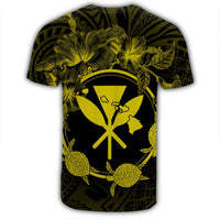 Hawaii Kanaka Turtle Hibiscus Polynesian T Shirt Anthea Style Yellow - Polynesian Pride