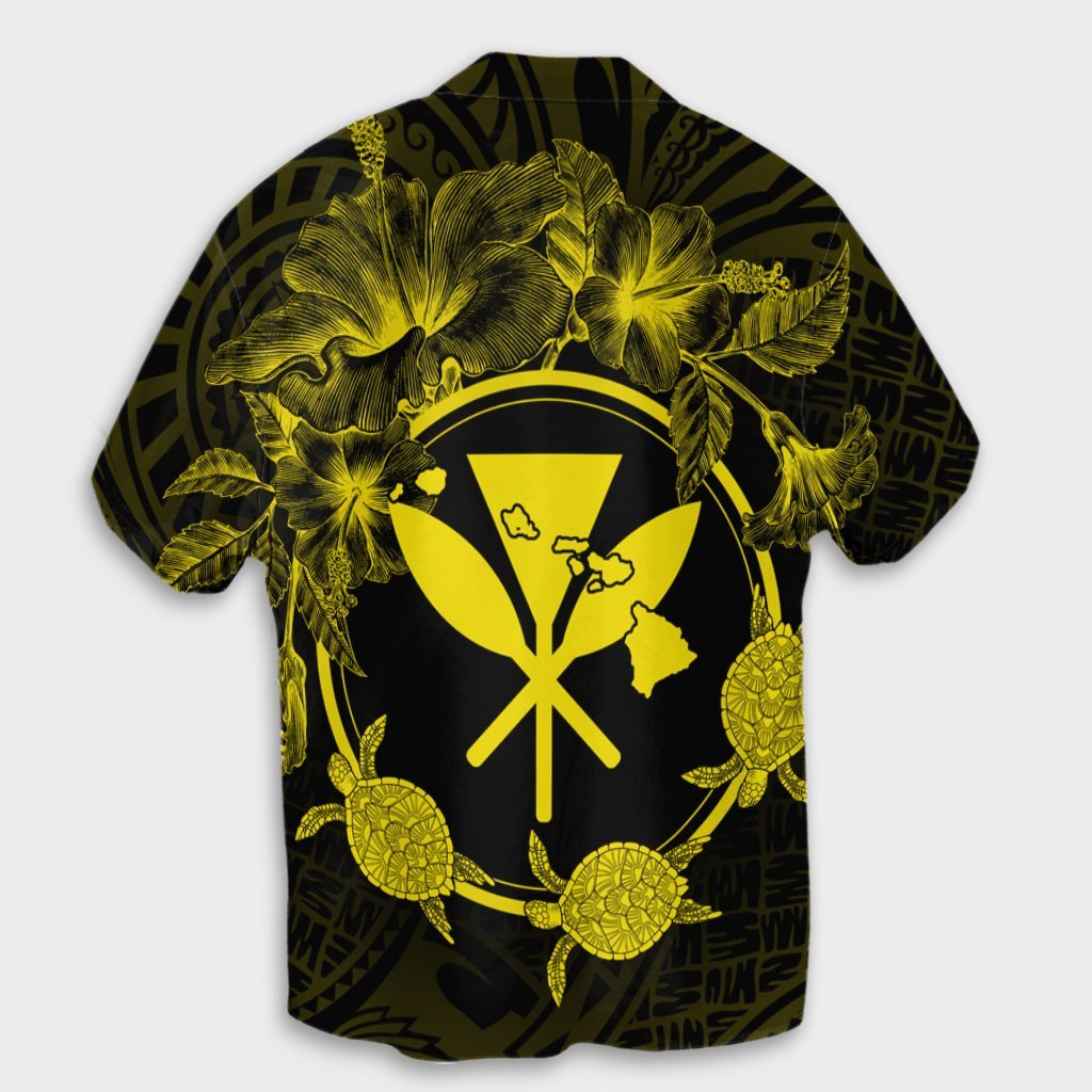 Hawaii Kanaka Turtle Hibiscus Polynesian Hawaiian Shirt - Anthea Style Yellow - AH - Polynesian Pride