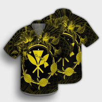 Hawaii Kanaka Turtle Hibiscus Polynesian Hawaiian Shirt - Anthea Style Yellow - AH - Polynesian Pride
