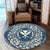 Hawaii Map Classic Floral Round Carpet Blue - AH - Polynesian Pride