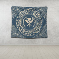 Hawaii Map Classic Floral Tapestry Blue - AH - Polynesian Pride