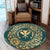 Hawaii Map Classic Floral Round Carpet Green - AH - Polynesian Pride