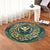 Hawaii Map Classic Floral Round Carpet Green - AH - Polynesian Pride