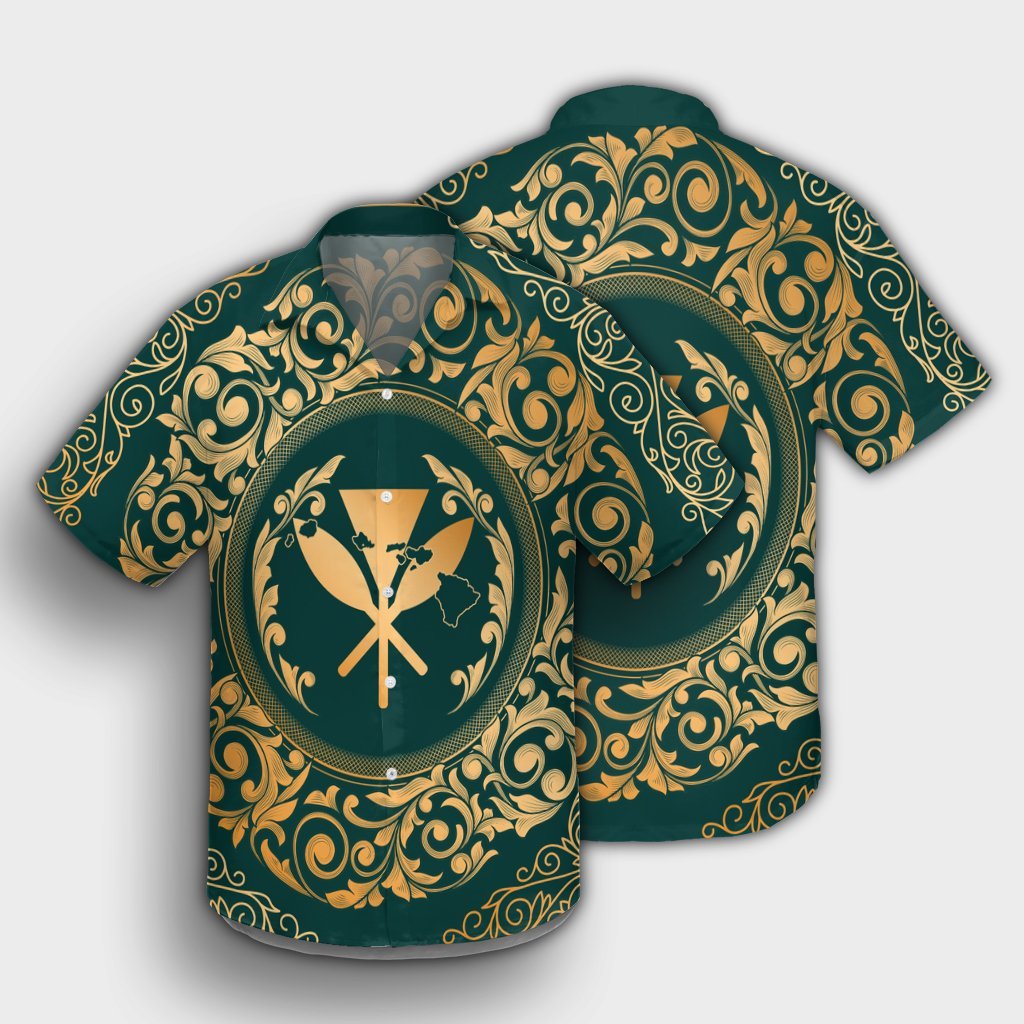 Hawaii Map Classic Floral Hawaiian Shirt Green - AH - Polynesian Pride
