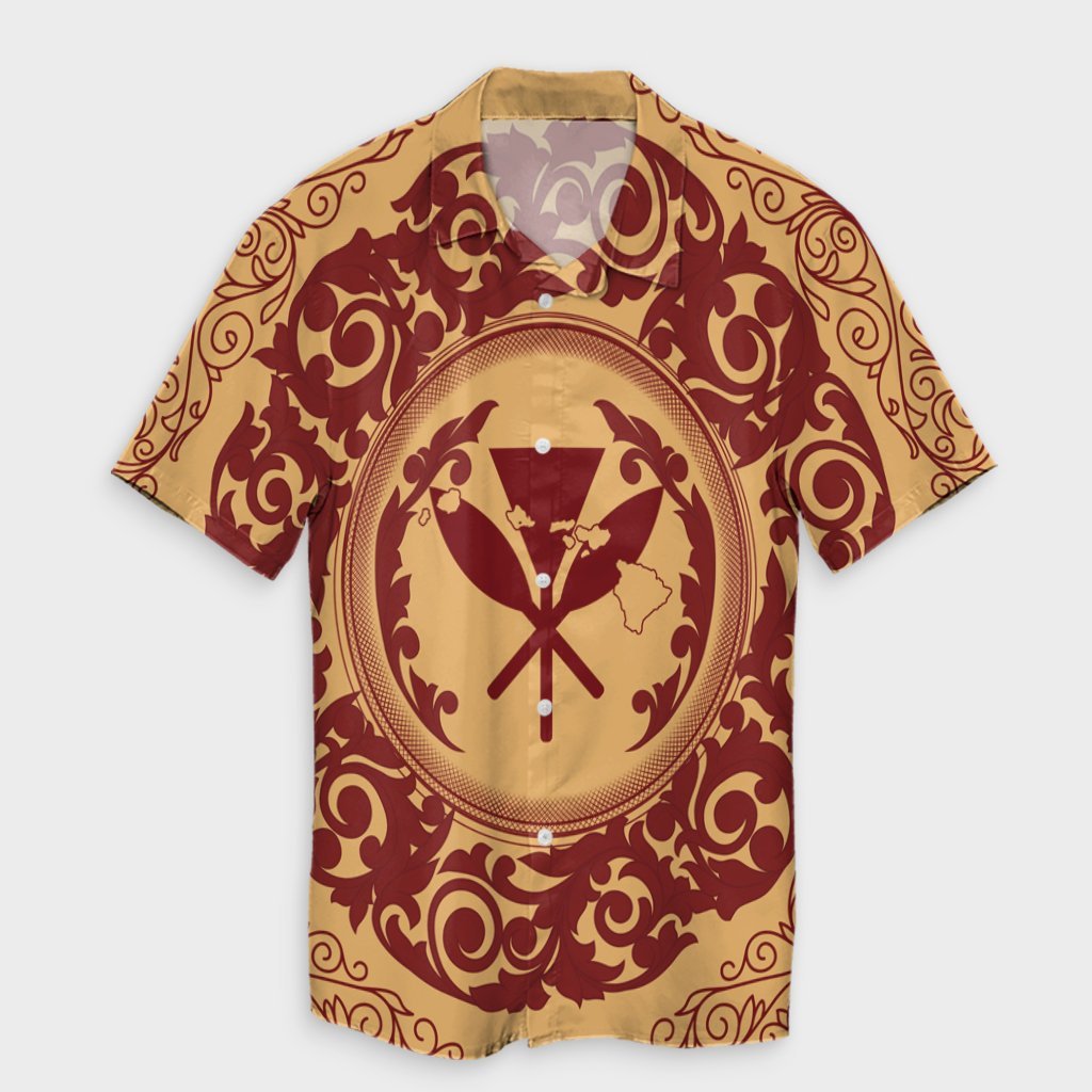 Hawaii Map Classic Floral Hawaiian Shirt Red - AH Unisex Black - Polynesian Pride