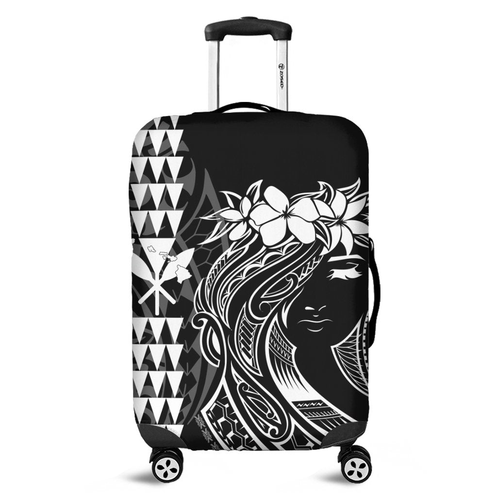 Hawaii Map Kanaka Polynesian Hula Girl Luggage Covers - AH - J5C Black - Polynesian Pride