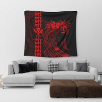 Hawaii Map Kanaka Polynesian Hula Girl Tapestry Red - AH - J5C - Polynesian Pride