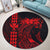 Hawaii Map Kanaka Polynesian Hula Girl Round Carpet Red - AH - J5R - Polynesian Pride