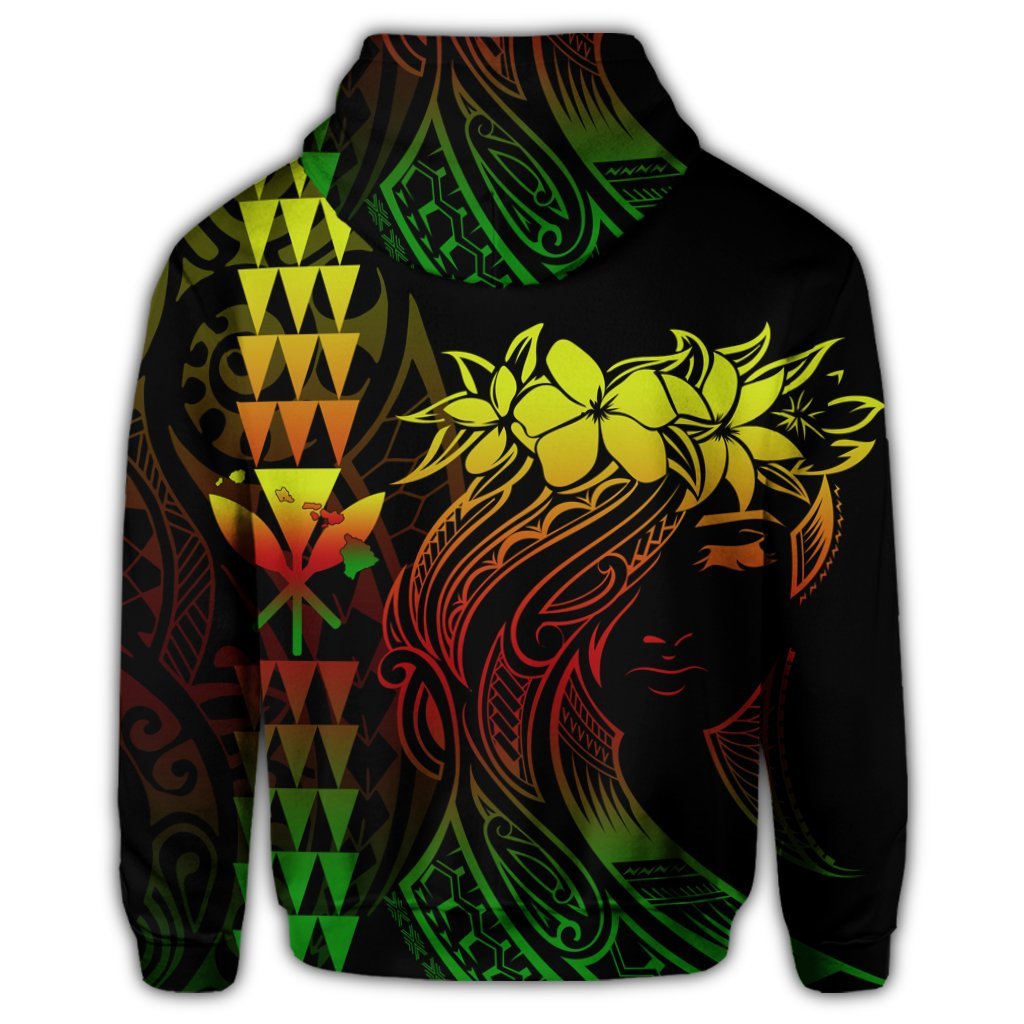 Hawaiian Map Kanaka Polynesian Hula Girl Hoodie Reggae - Polynesian Pride