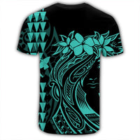 Hawaii Map Kanaka Polynesian Hula Girl T Shirt Turquoise J5R - Polynesian Pride