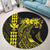 Hawaii Map Kanaka Polynesian Hula Girl Round Carpet Yellow - AH - J5R - Polynesian Pride