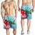 Hawaii Map Kanaka Sea Turtle Hibiscus Men's Shorts - AH - Blue Pink - Polynesian Pride