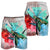 Hawaii Map Kanaka Sea Turtle Hibiscus Men's Shorts - AH - Blue Pink - Polynesian Pride