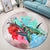 Hawaii Map Kanaka Sea Turtle Hibiscus Round Carpet - AH - Blue Pink - Polynesian Pride