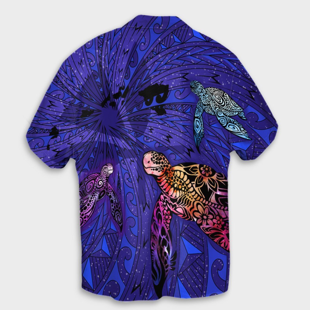 Hawaii Map Kanaka Turtle Hawaiian Shirt - Volcano Style - Galaxy - AH - Polynesian Pride