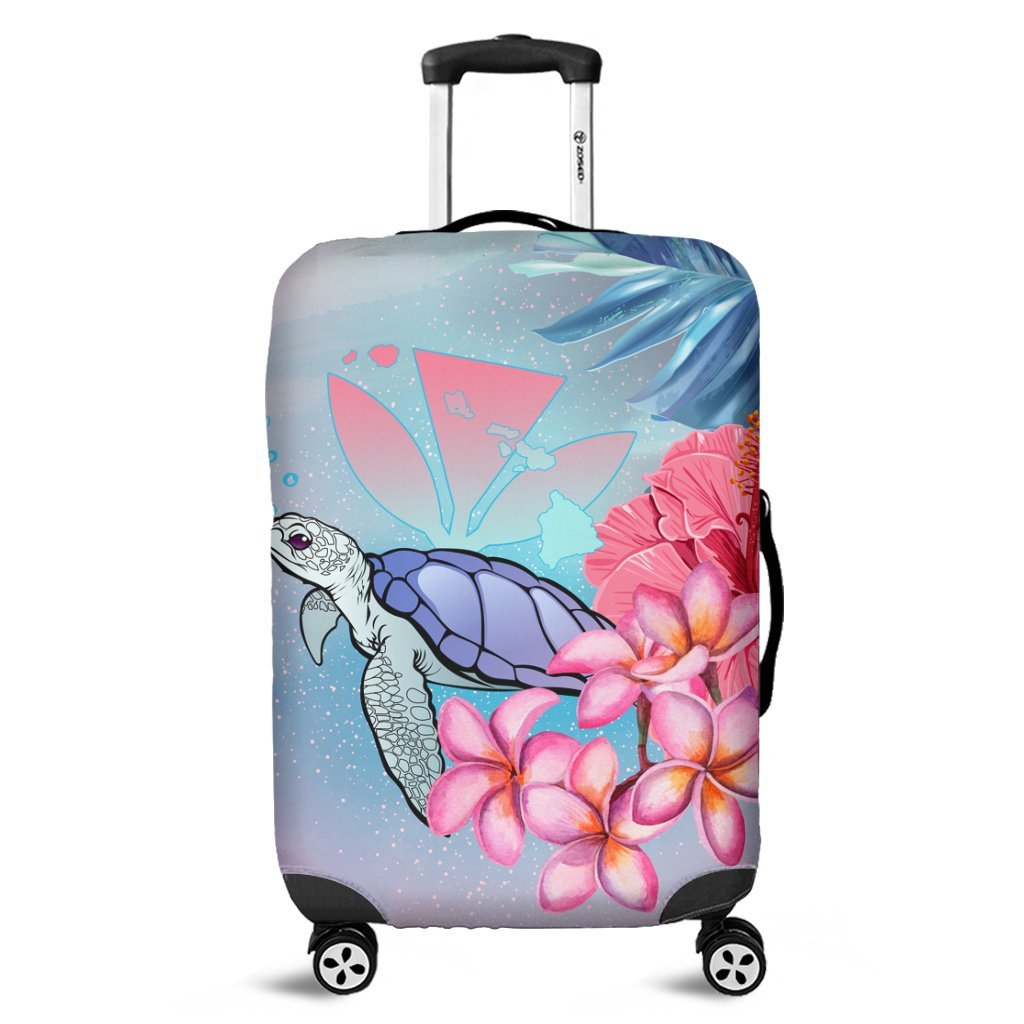 Hawaii Map Kanaka Turtle Galaxy Night Plumeria Hibiscus Luggage Covers - AH Black - Polynesian Pride