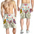 Hawaii Map Kanaka Two Men Holding Flag Men's Shorts Beige - AH - Polynesian Pride