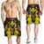 Hawaii Map Kanaka Two Men Holding Flag Men's Shorts Yellow - AH - Polynesian Pride